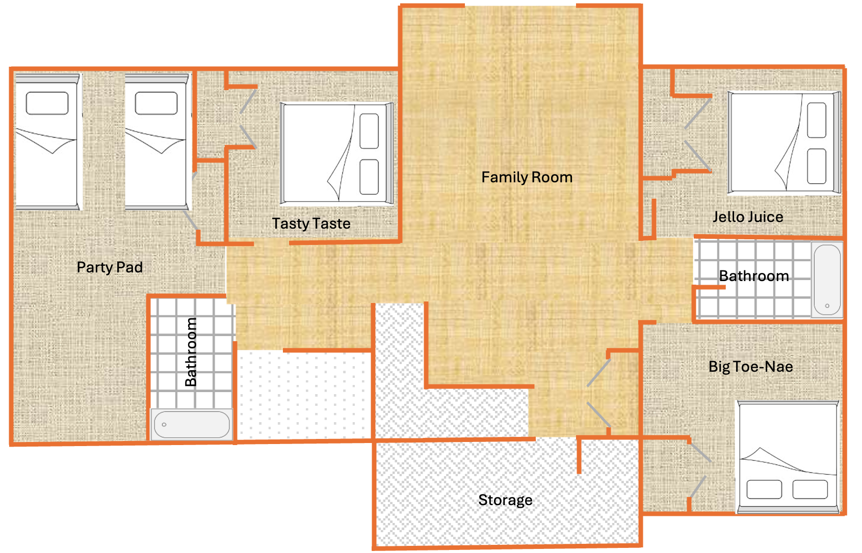 Downstairs floor plan - click a room